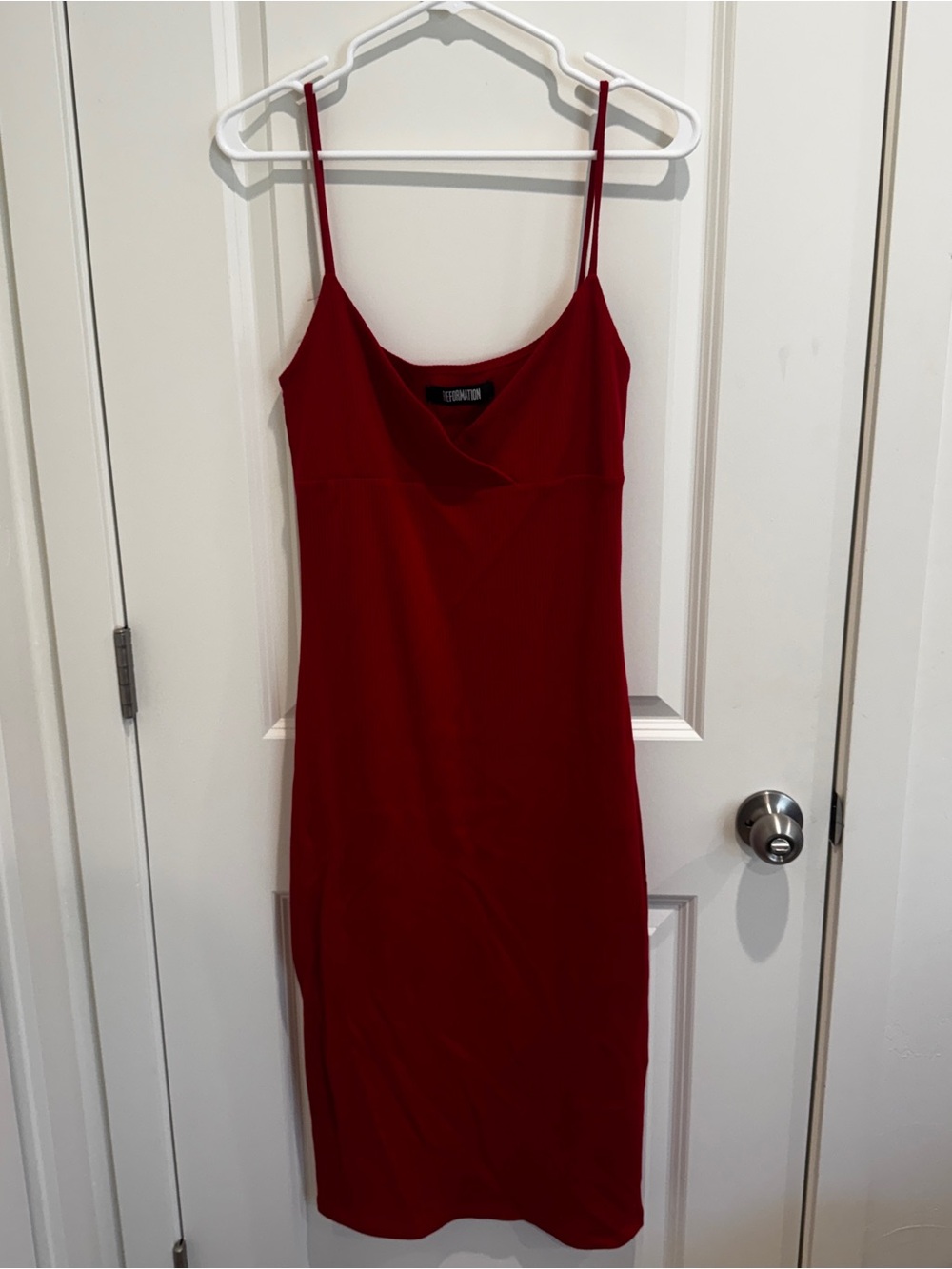 Reformation Red Ribbed Slip Midi Dress Size Large